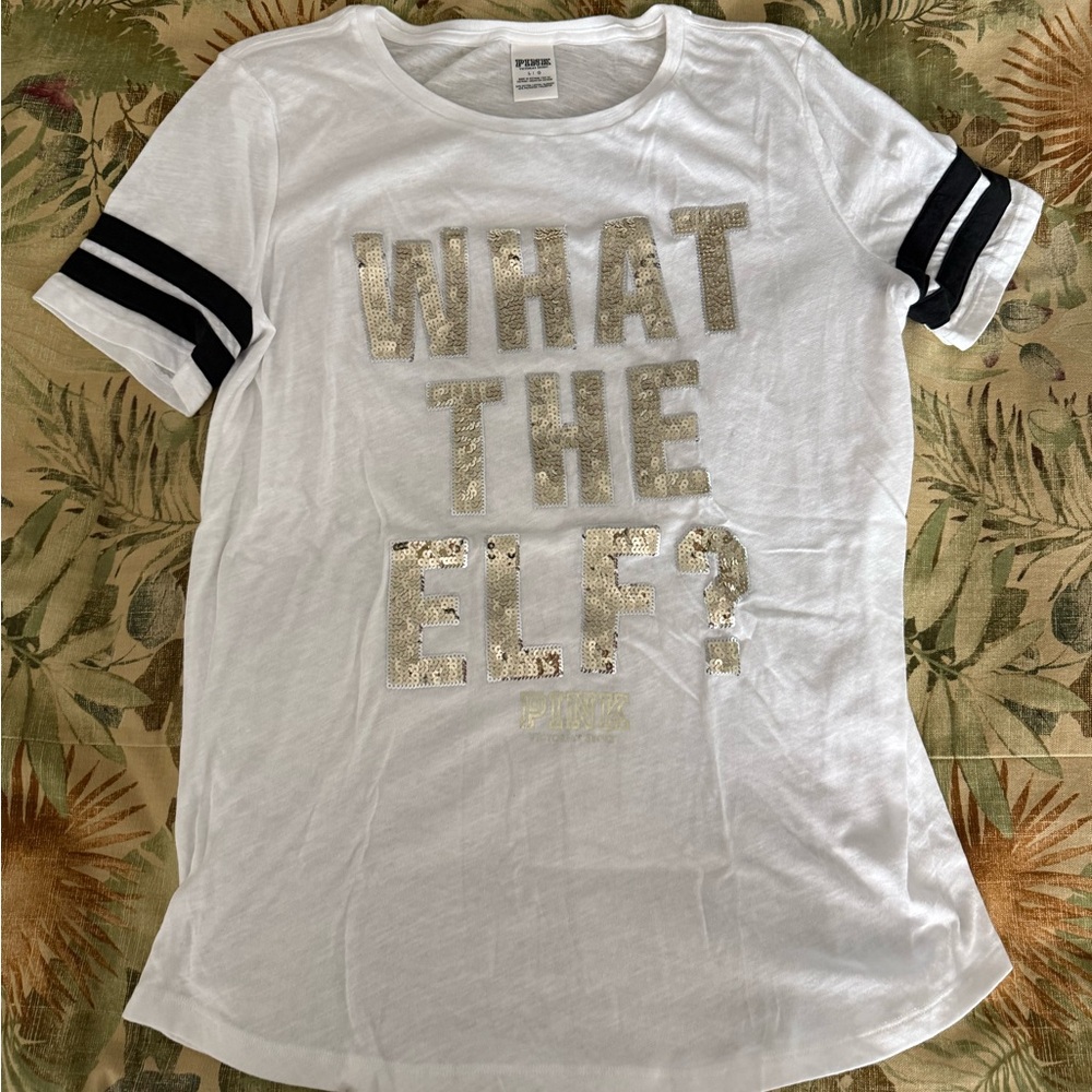 White PINK What The Elf Holiday Pajama Top 🤍